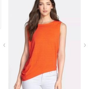 Eileen Fisher orange linen asymmetrical tank top XL